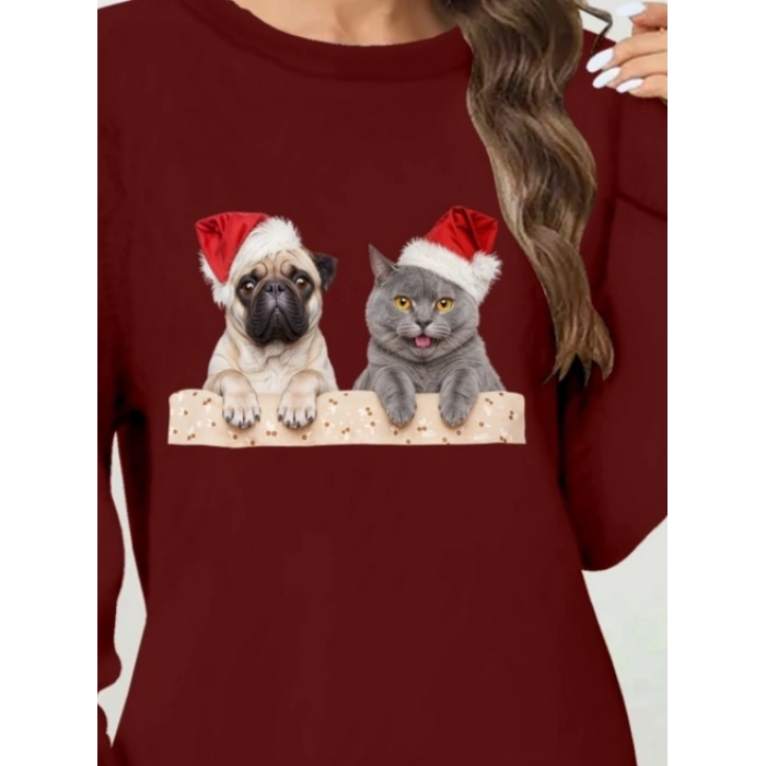 Kadın Uzun Kollu Bisiklet Yaka Desenli Viskon Iki Iplik Elbise