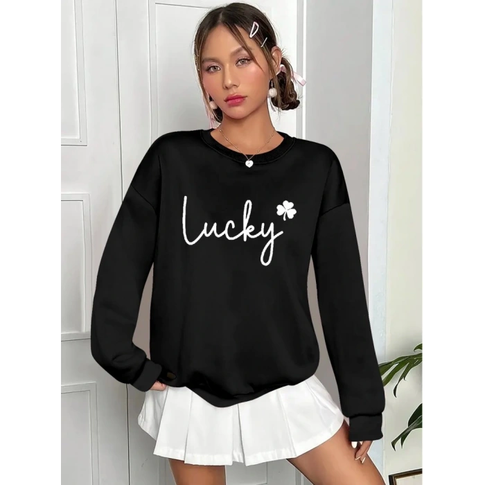 Kadın Uzun Kollu Bisiklet Yaka Viskon Iki Iplik Bluz