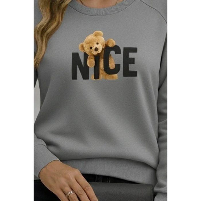 Kadın Uzun Kollu Bisiklet Yaka Viskon Iki Iplik Bluz