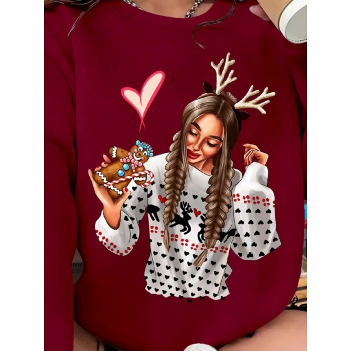 Kadın Uzun Kollu Bisiklet Yaka Viskon Iki Iplik Bluz