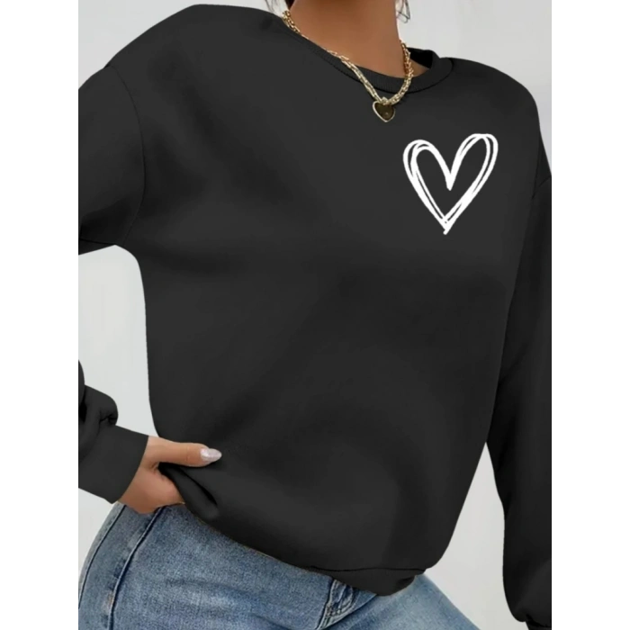 Kadın Uzun Kollu Bisiklet Yaka Viskon Iki Iplik Bluz