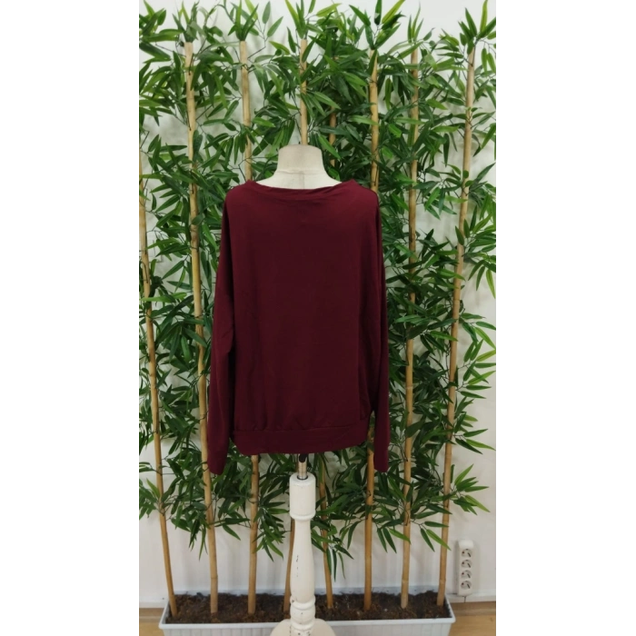 Kadın Uzun Kollu Bisiklet Yaka Viskon Iki Iplik Bluz