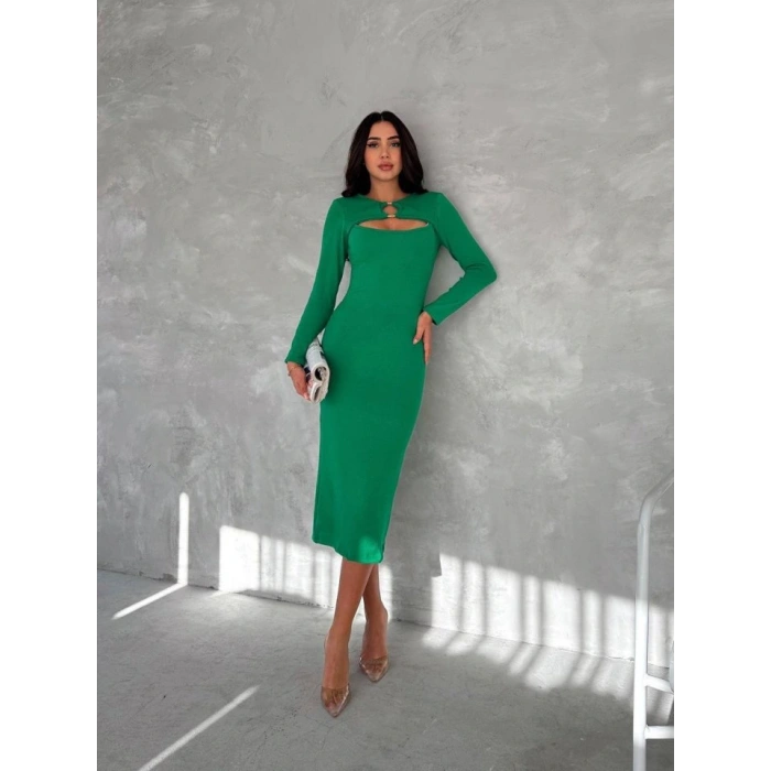 Kadın Uzun Kollu Halka Ve Pencere Dekolte Detay Fırsat ürün idi Boy Elbise