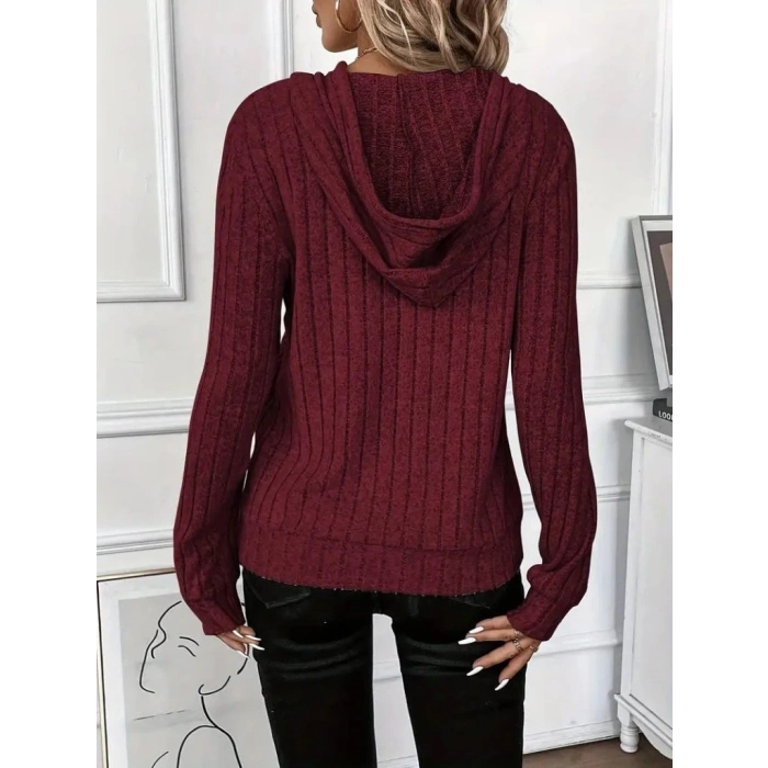 Kadın Uzun Kollu Kapşonlu Bağcıklı şardonlu Kaşkorse Bluz