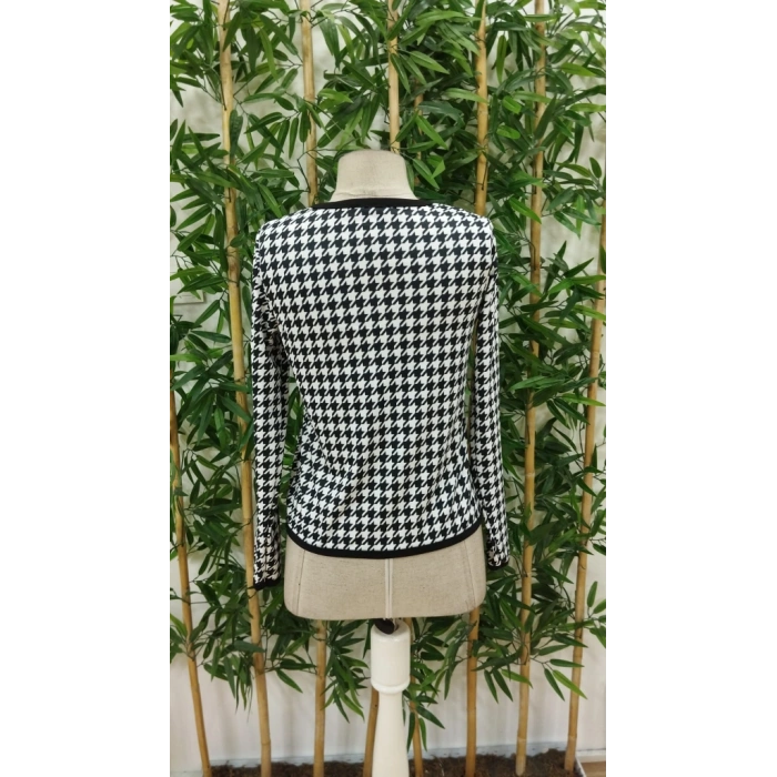 Kadın Uzun Kollu Kaz Ayağı Desenli şardonlu Dalgıç Ceket