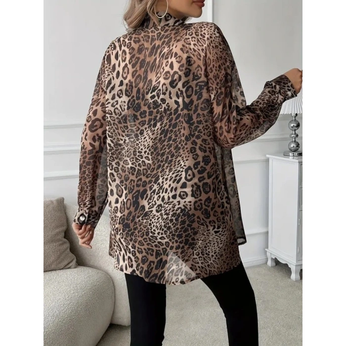 Kadın Uzun Kollu Yakalı önden Düğmeli şifon Gömlek