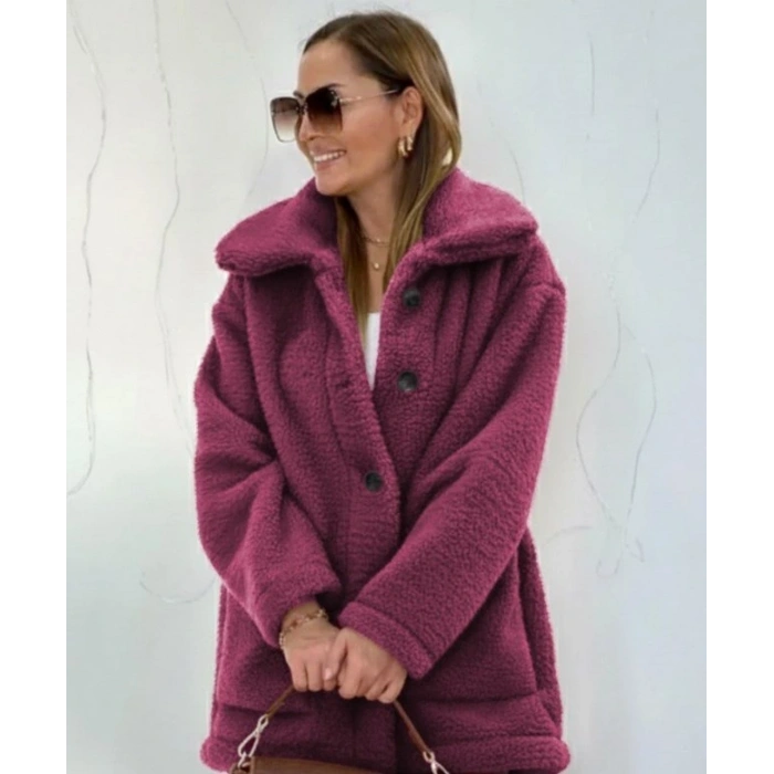 Kadın Uzun Kollu Yakalı önden Düğmeli Welsoft Kaban