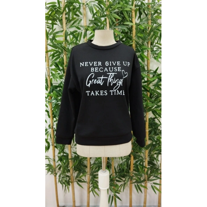 Kadın Uzun Kollu Yuvarlak Yaka Iki Iplik şardonlu Bluz