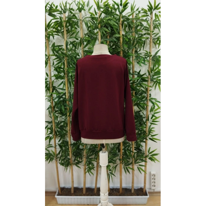 Kadın Yılbaşı özel Uzun Kollu Bisiklet Yaka Desenli Viskon Iki Iplik Bluz