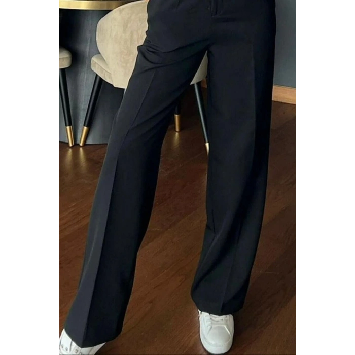 Kadın Yüksek Bel Cepli Ithal Krep Pantolon