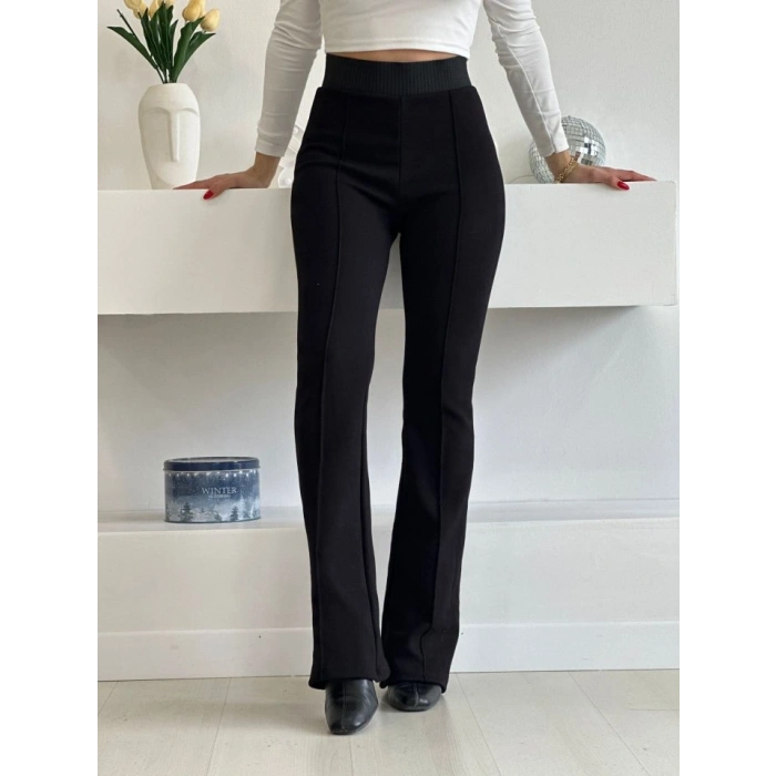 Kadın Yüksek Bel Lastik Kemerli çımalı Pantolon