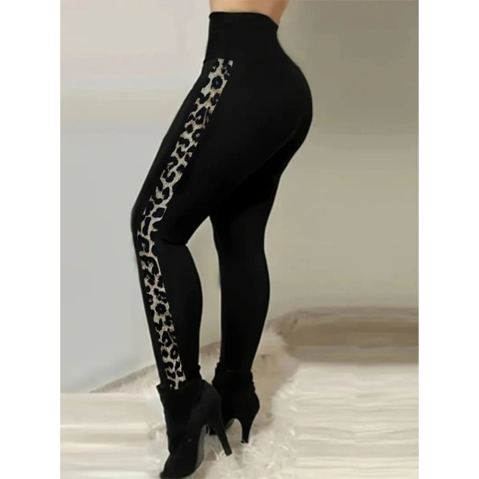 Kadın Yüksek Bel Yan şerit Detaylı Dalgıç Tayt