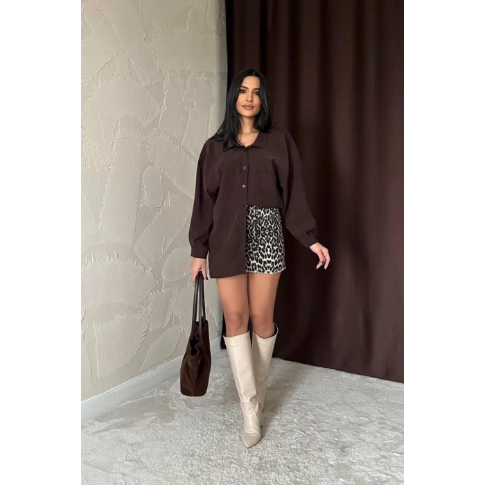 Kahverengi Salaş Gömlek