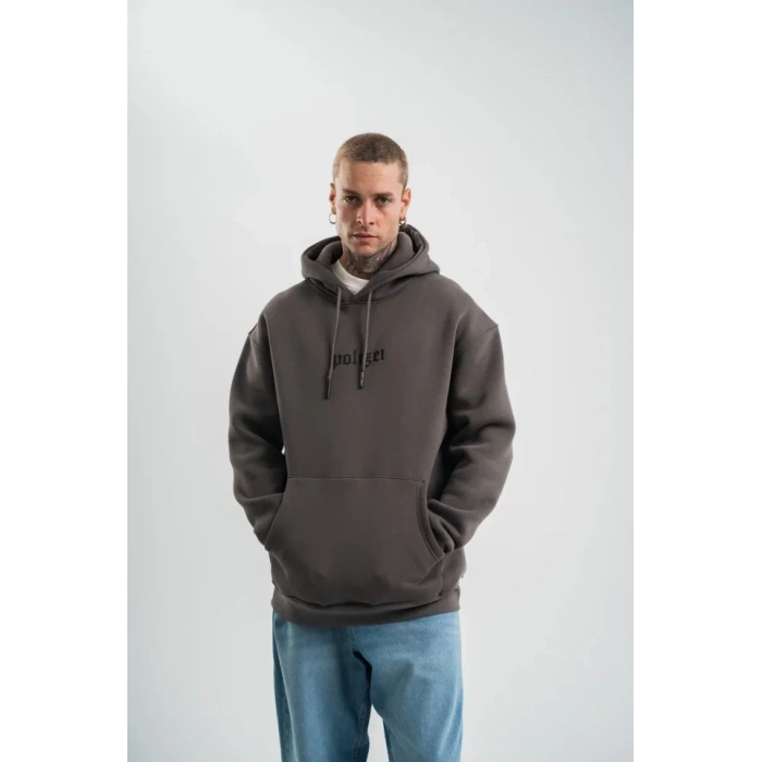 Kapşonlu Double Oversize Dijital Patchli weathirt  Füme