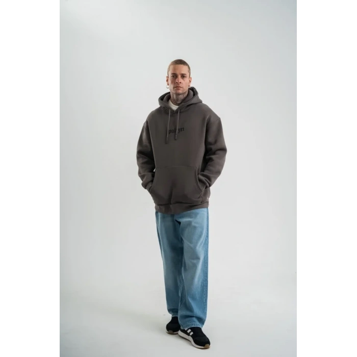 Kapşonlu Double Oversize Dijital Patchli weathirt  Füme