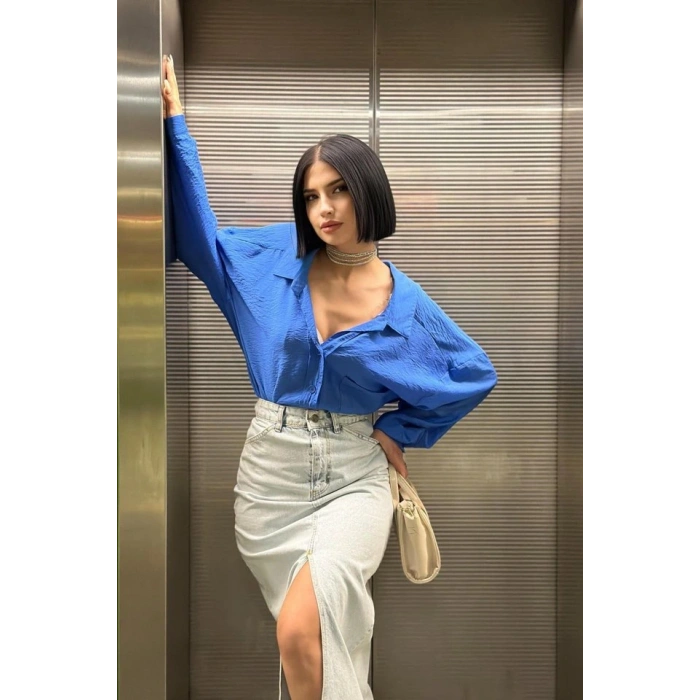 Kar Yıkama Yırtmaçlı Kot Etek