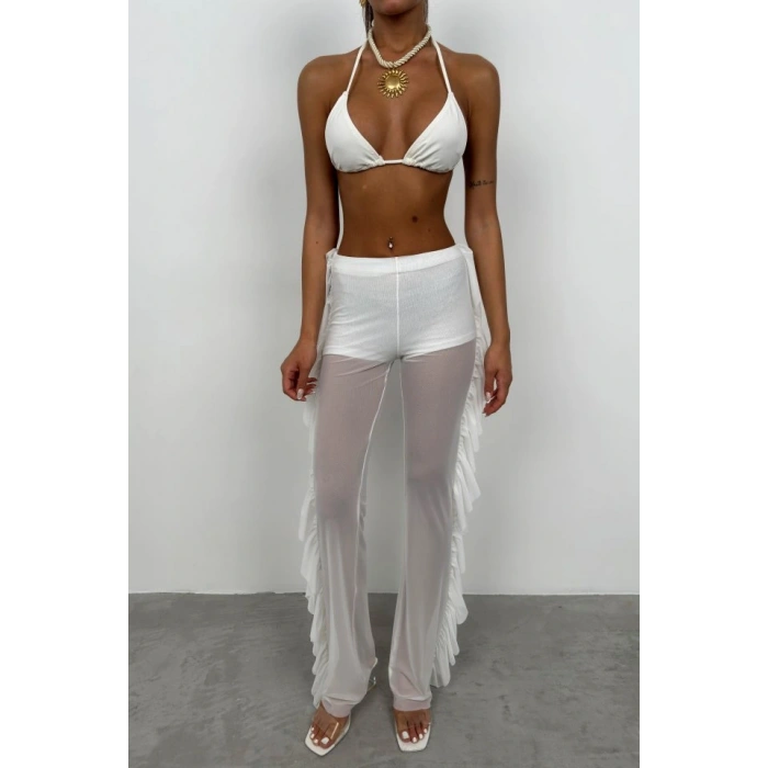 Katlı Transparan Pantolon