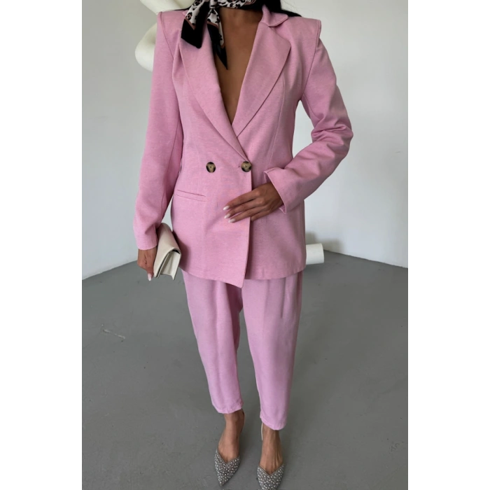 KETEN CEKET  PANTOLON TAKIM  Pembe