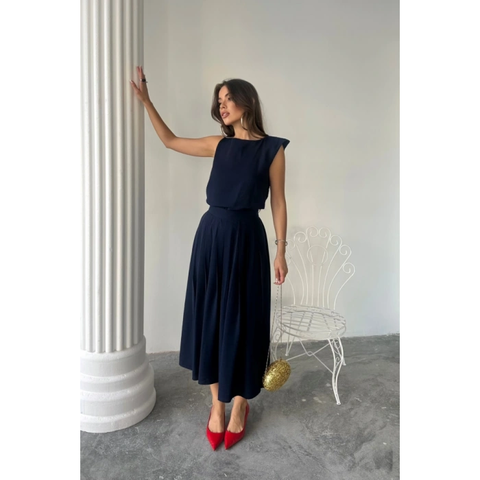 KETEN KOSUZ BUZ  AXİ ETEK TAKI  acivert