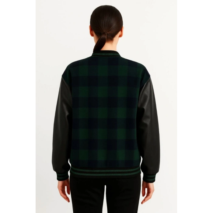 Kolları uni Deri Içi Astarlı Oduncu Kolej Içi Ceket  Haki