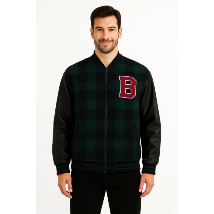 Kolları uni Deri Içi Astarlı Oduncu Kolej Içi Ceket  Haki