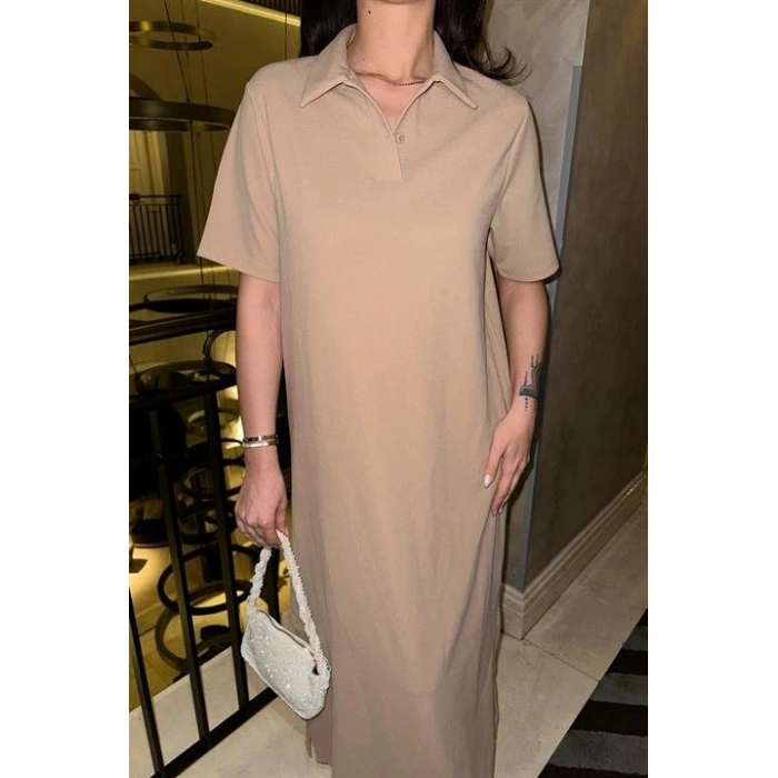 Manque Polo Yaka Yırtmaçlı Elbise 26898