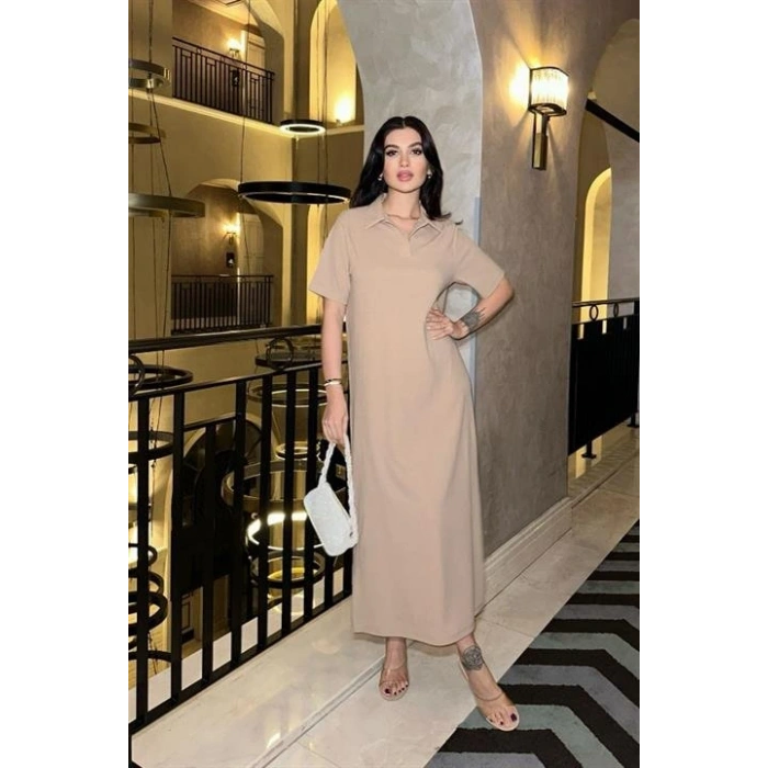 Manque Polo Yaka Yırtmaçlı Elbise 26898