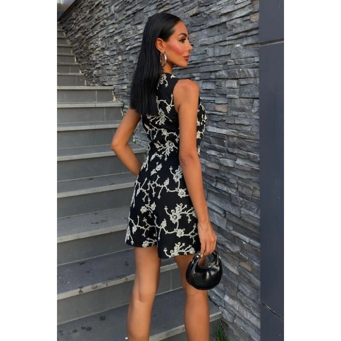 Nakışlı Yelek Şort Etekli Keten Takım 1022608