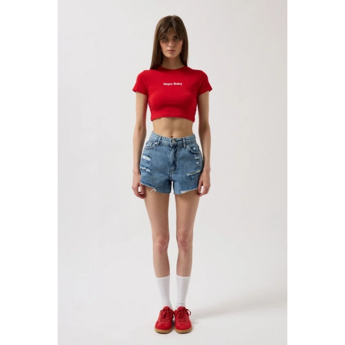 Nepo Baskılı Crop TShirt