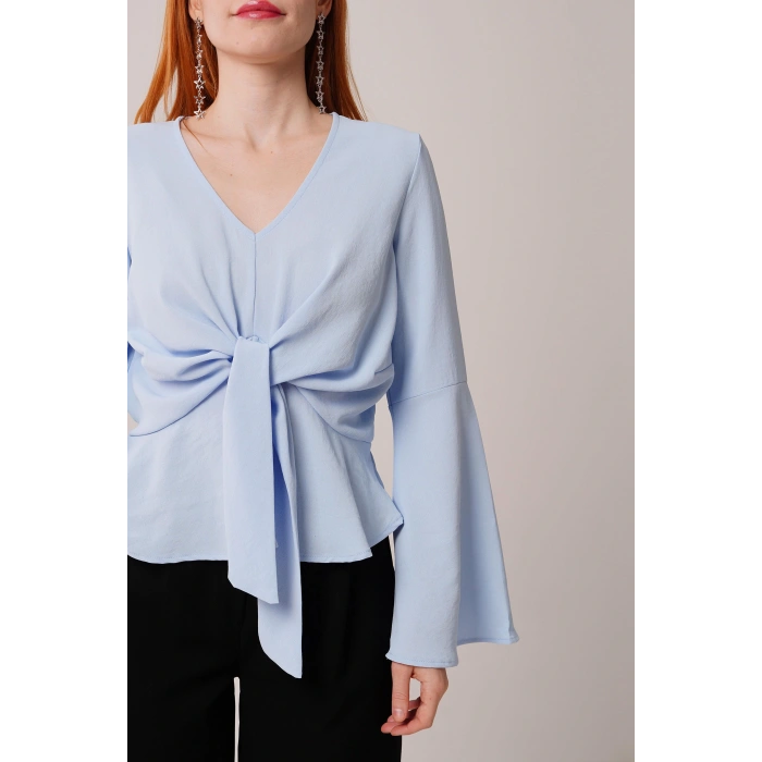 Ön Bağlamalı Volan Kol Bebe avisi Bluz