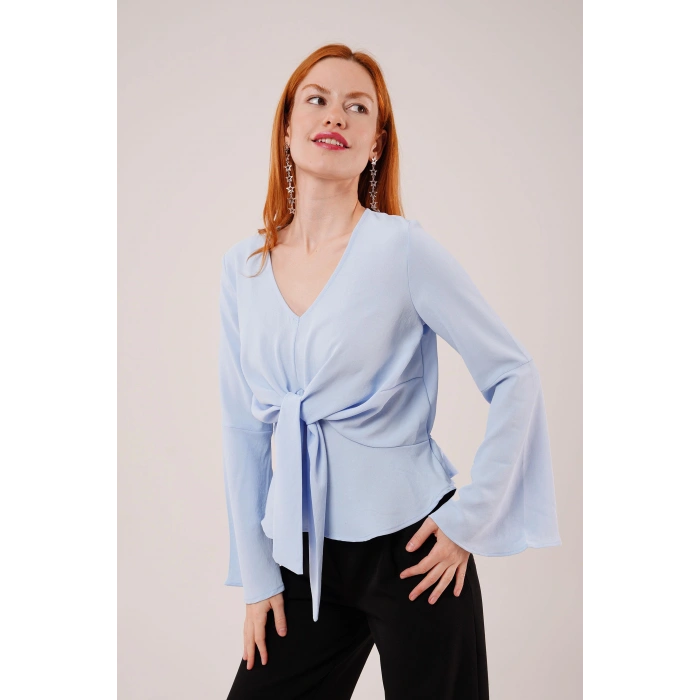 Ön Bağlamalı Volan Kol Bebe avisi Bluz