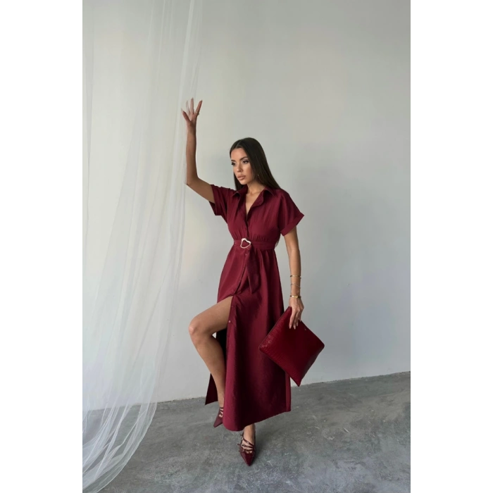 ÖNDEN DÜĞELİ CRUHLI ODAL ELBİE  Bordo