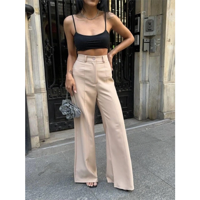 PANTOLON KAPALI CEP DETAYLI ALAŞ PANTOLON  Bej