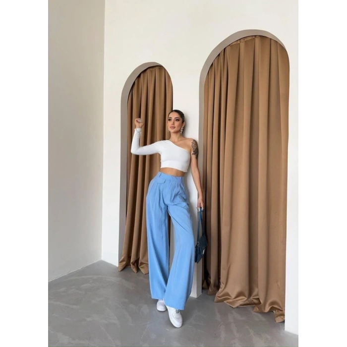 PİLE VE CEP KAPAK DEYALI ALAŞ PANTOLON  Mavi