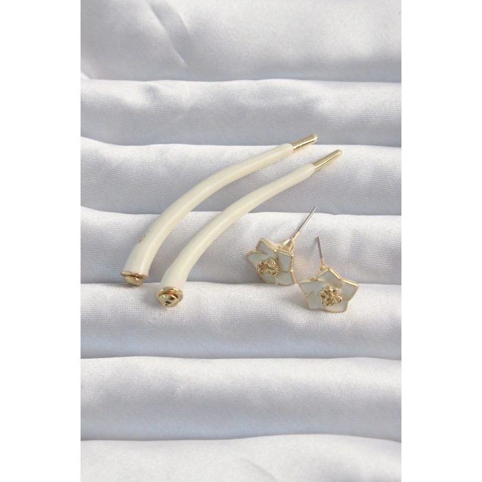 Pirinç Krem Renk Botega Küpe