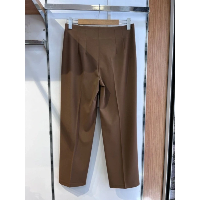 Poly Viscose Yüksek Bel Pervazli Pantolon