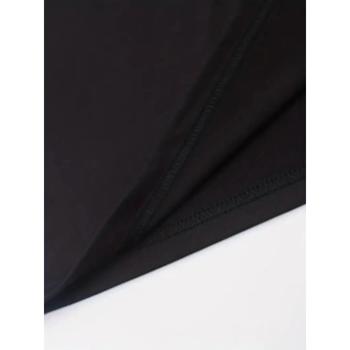 porda Günlük Hayata Giyilebilir GY Baskılı Oversize Bisiklet Yaka Erkek Tshirt  iyah