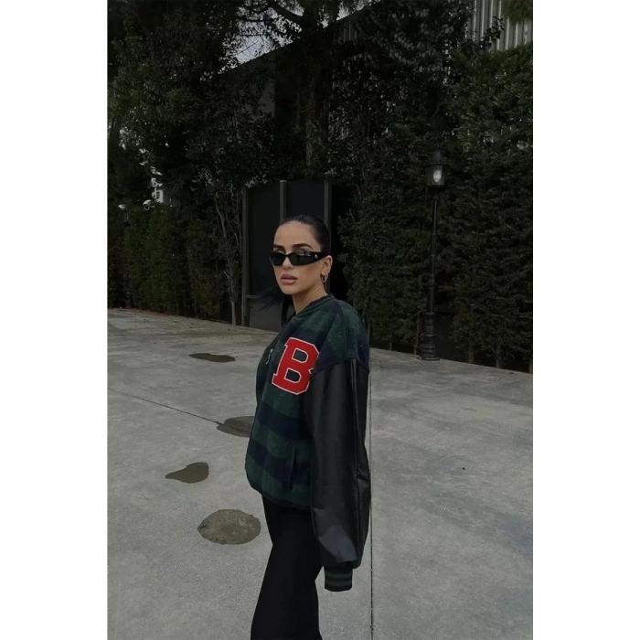 Pötikare Desen Nakışlı Kolej Ceket  Haki