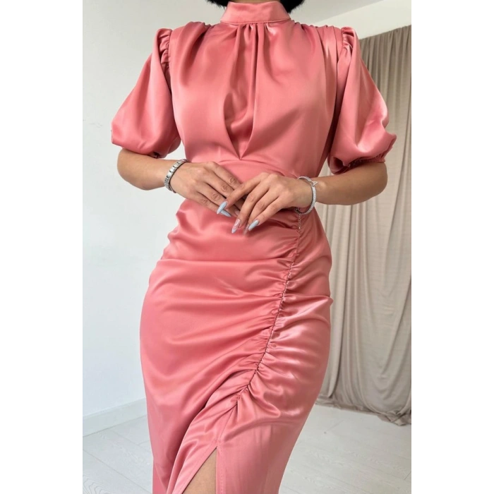 Pudra Büzgülü aten Elbise