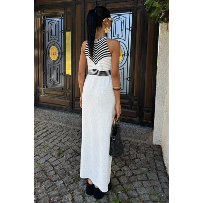 Roba Çizgili Uzun Triko Elbise 2858