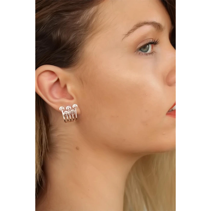 Rose Renk Ağaçlı Bayan Küpe