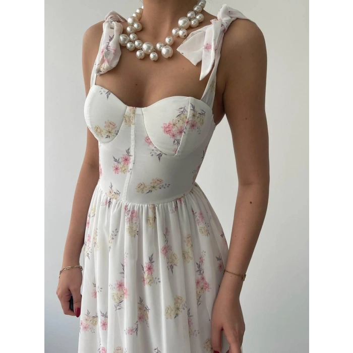 Roseta Bağlamalı Midi Elbise