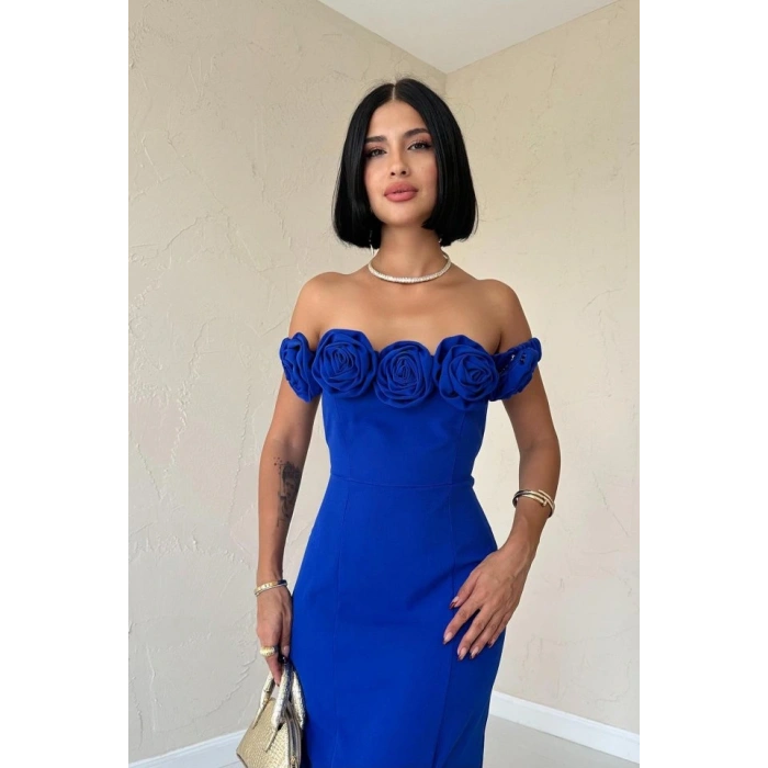 Saks adonna Yaka Güllü Elbise