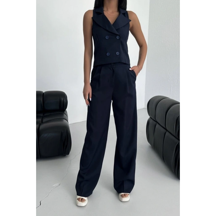 Şal Yaka Düğmeli̇ Yelek