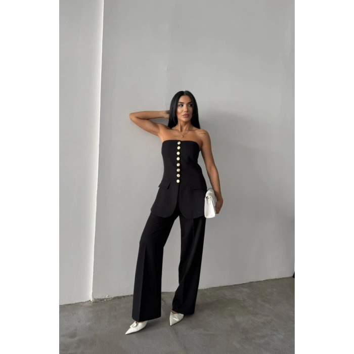 TAARIM GOLD DÜĞMELİ TRABLEZYELEK  iyah