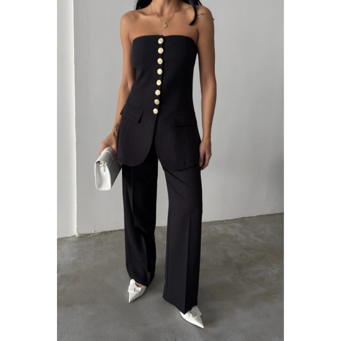 TAARIM GOLD DÜĞMELİ TRABLEZYELEK  iyah