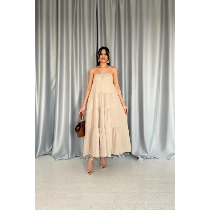 Taş Askılı Parçalı üslin Elbise