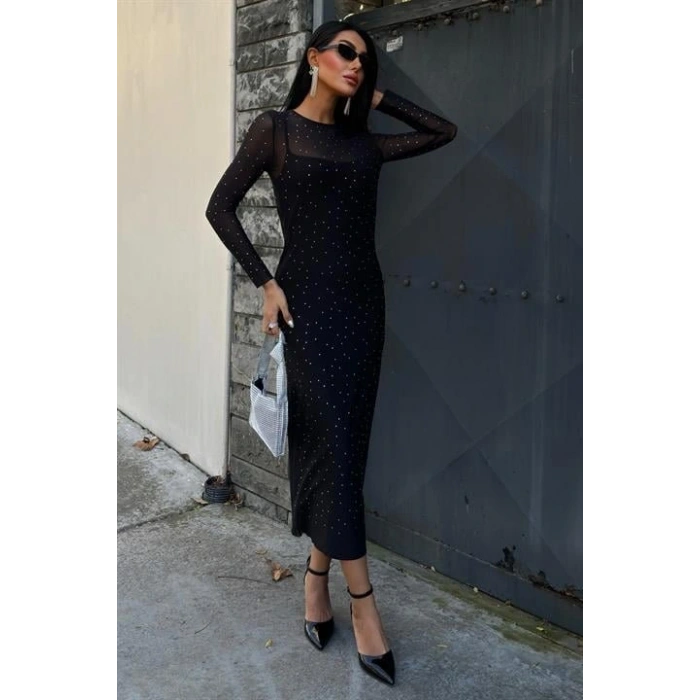 Taş İşlemeli Premium Tül Elbise 2829