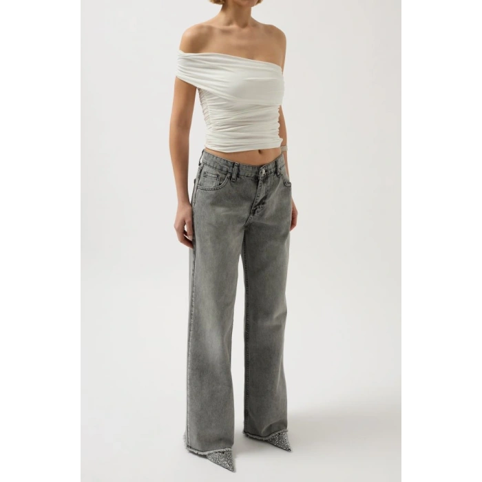 Taş Şerit Detaylı Jean