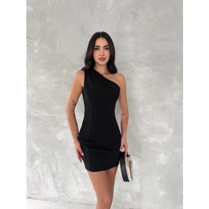 Tek Omuzlu Kolsuz ini Boy Elbise  iyah